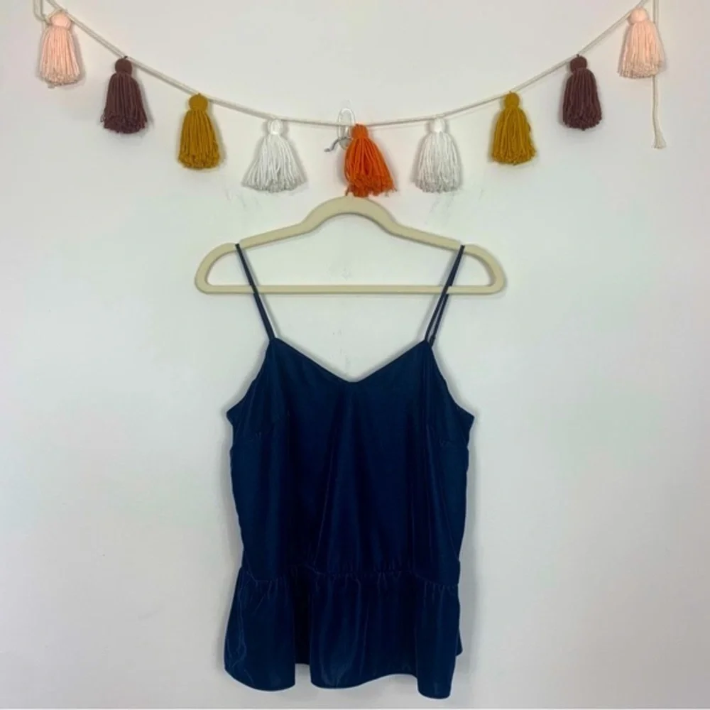 J. Crew Velvet Peplum Tank Navy Blue Size 4